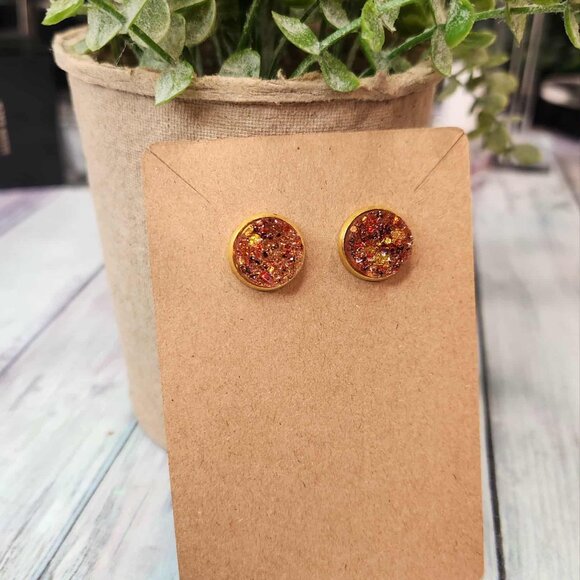 ✨ Handmade Resin Druzy Earrings – Autumn Sparkle ✨ - Picture 6 of 9